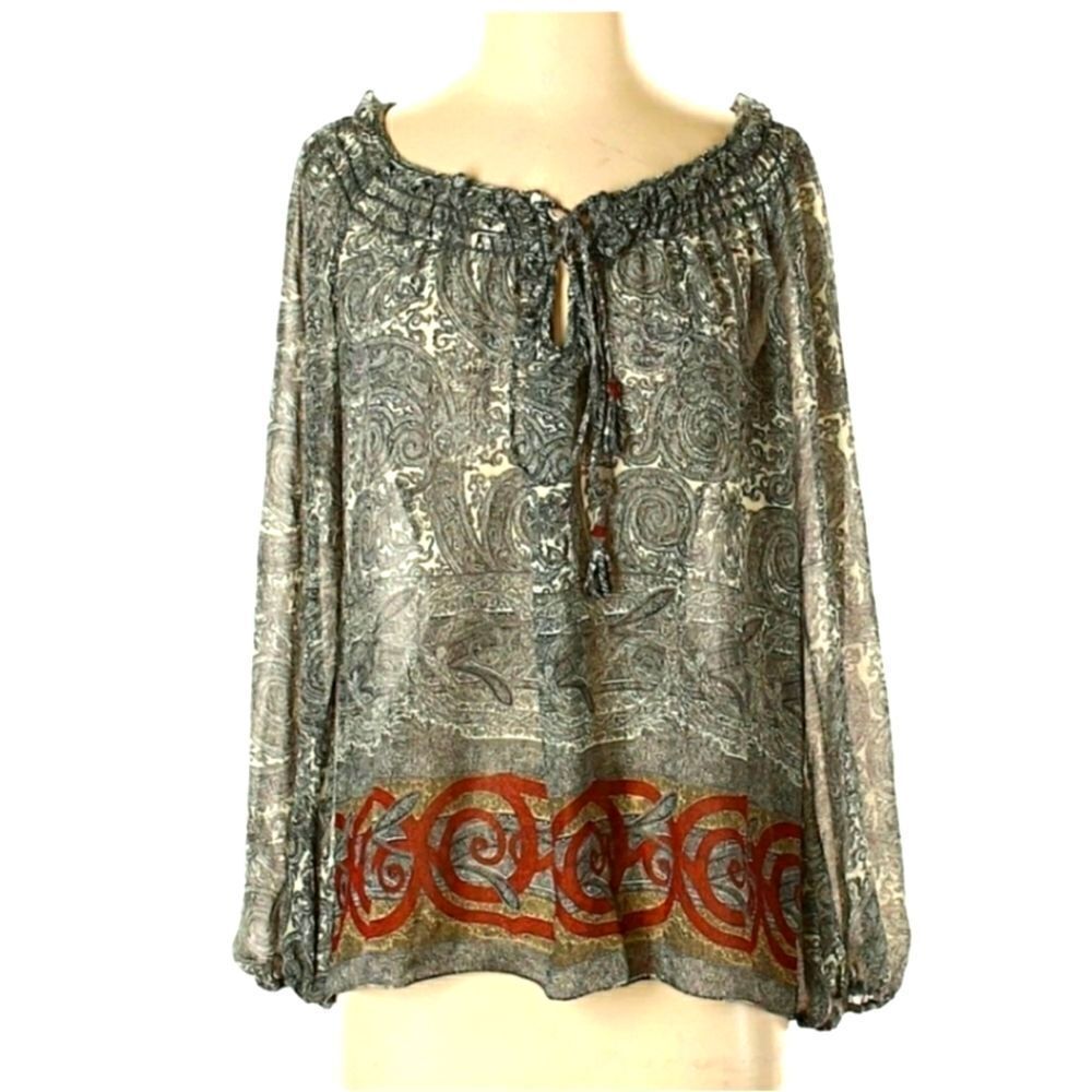 SOPHIE MAX BY MAX STUDIO Semi-Sheer Boho Blouse Small NWT